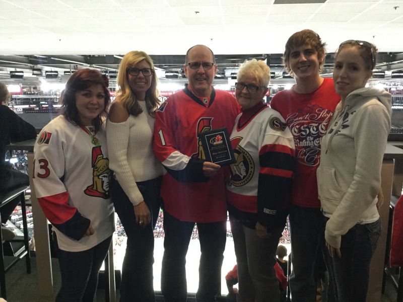 Lifetime volunteer Mike Spencer honoured at Sen's game